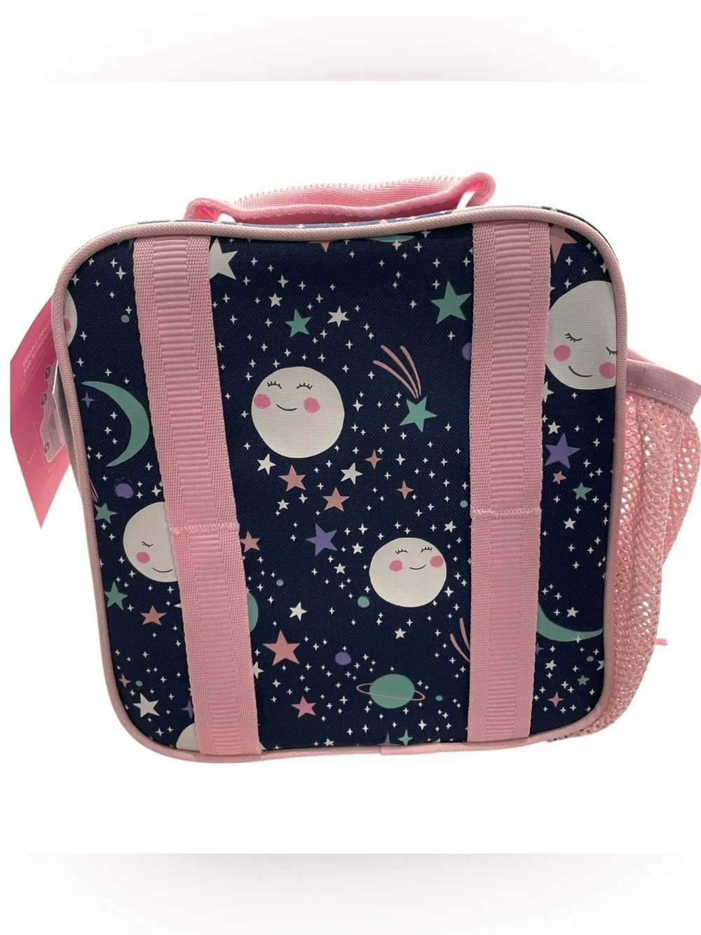 Pottery Barn Kids Mackenzie Pink Navy Glow-in-the-Dark Moons Lunch Box NWT